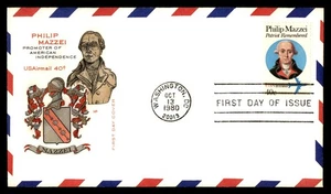 Mayfairstamps US FDC 1980 Philip Mazzei Air Mail 40c Crest First Day Cover aau_5 - Picture 1 of 2