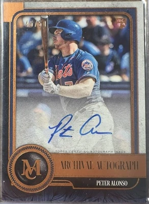2019 Topps Museum Archival Auto Pete Alonso /50 Rookie RC Copper #AA-PA - Image 1 of 2