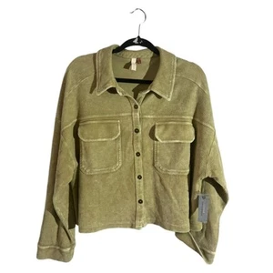 Pilcro by Anthropologie Petite Cotton Corduroy Jacket Womens LP Olive Button NWT - Picture 1 of 9