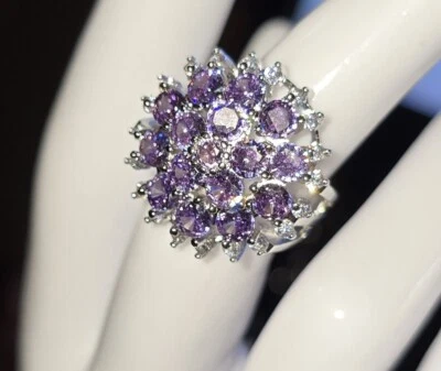 Ladies Purple Bling Cluster  Ring - Size L - Image 1 of 4