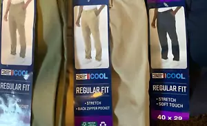 32 Grad coole Herren Regular Fit Stretch Tech Hose 40 38 grau grün hellbraun blau - Bild 1 von 22