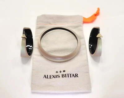 JUEGO BRAZALETE BRAZALETE CÓNICO Y POSTE ALEXIS BITTAR CHARTREUSE LUCITE Foto 1 de 4