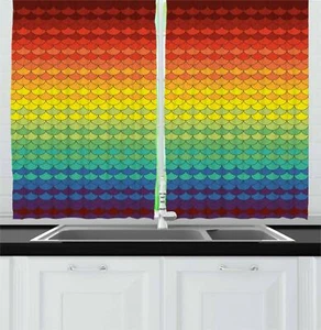 Fiesta Kitchen Curtains 2 Panel Set Window Drapes 55" X 39" by Ambesonne - Picture 1 of 15