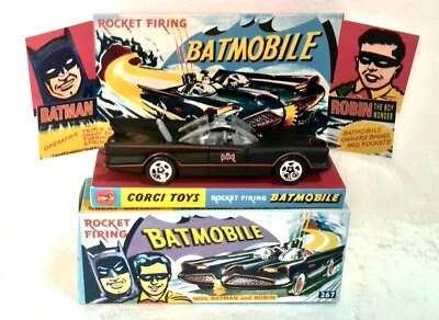 HOT WHEELS Classic 1966 Batman TV Series BATMOBILE in Mini 267 Glossy Repro Box - Image 1 of 4