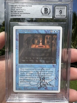 STEAL ARTIFACT, ARTIST PROOF / SKETCH, REVISED, 1994 MTG, AMY WEBER, BAS 9! - Image 1 of 3