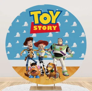 Telón de fondo redondo de Toy Story niños niños fiesta de cumpleaños círculo foto fondo pancarta - Imagen 1 de 11