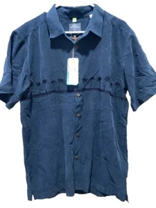 🌴Mediana🌴 Camisa Quiksilver Para Hombre Tahití Palmas 4 Botones Cuello Floral - Imagen 1 de 6