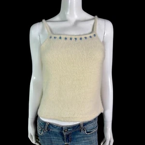 Maglione Camicia 70% Angora Fuzzy Vintage XHILARATION Avorio Perline Busto 34" - Foto 1 di 8