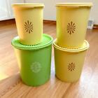 Set of 4 Vintage Tupperware Canisters with Lids Apple Green Harvest Yellow