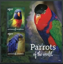 Antigua & Barbuda Birds on Stamps 2014 MNH Parrots of World Macaws 2v S/S I