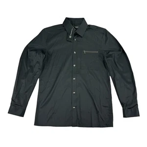Camisa INC Para Hombres Jared Calce Regular Satén Abotonada Negra S - Imagen 1 de 4