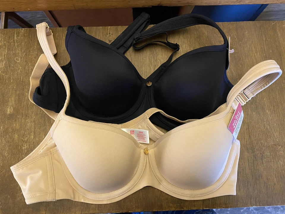 Abbie Everyday T-Shirt Bras - Essential Body Wear - 1 Black, 1 Nude - Size 36A - Image 1 of 1