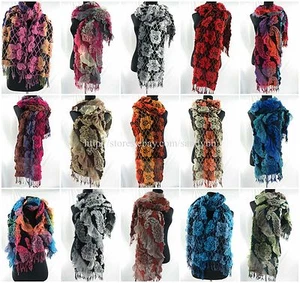 6pcs paisley roses flower 3D warm winter fall scarf scarves Fashion - Picture 1 of 11