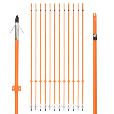 6/12件装弓形钓鱼箭玻璃纤维宽头射箭弓钓鱼狩猎8毫米 — 第 1/4 张图片