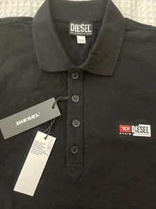 NWT Diesel Shirt Mens Black T-WEET-SPLIT Polo Short Sleeve Mesh Cotton Large - Picture 1 of 6