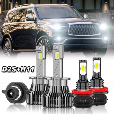 For Infiniti QX56 2011-2013 6000K LED Headlight Low Beam LED Fog Light Bulbs Kit - Image 1 of 4