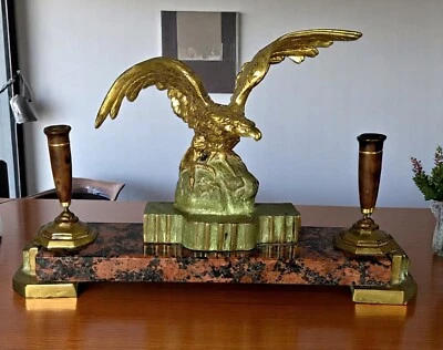 Ancien porte-plume bronze doré marbre signé A. Marionnet (1852-1910) C404 - Photo 1/4