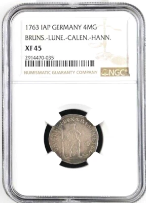 1763 German States Brunswick Luneburg Calenberg Hannover 4 Mariengroschen NGC 45 - Image 1 of 2