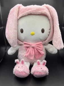 Sanrio Plush Hello Kitty Pink Bunny Stuffed Animal Toy Soft Slippers White 14" - Picture 1 of 5