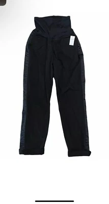 NUEVO CON ETIQUETAS GAP Maternity Best Girlfriend Pantalones Talla 8 Negro Elastizado Cinta Lateral Foto 1 de 3