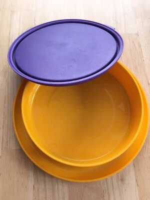 Tupperware Teller /Schale mit Deckel für Kinder Baby RARITÄT NEU Orange mit Rand - Bild 1 von 4