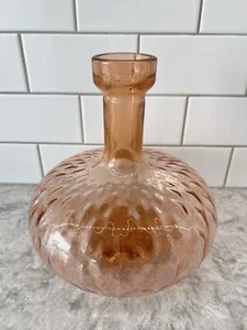 Vintage Empoli Italy Peach PINK Diamond Optic Glass Bottle Decanter No Stopper - Picture 1 of 8