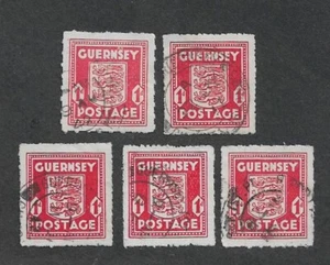 GUERNSEY 1D EDICIÓN EN TIEMPOS DE GUERRA X 5 USADO + USADO FINO - Imagen 1 de 1