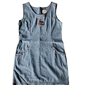Christopher & Banks Womens Dress Denim 12 Flag 4th Jumper Chore Embroidered - Picture 1 of 17
