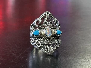 Vintage Carolyn Pollack Sterlingsilber Türkis & Opal Ring-Größe 7 - Bild 1 von 10