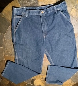 Carhartt Jeans Herren 38 x 30 blau Denim lose Baggy Latzhose B13-DST Carpenter gebraucht, in einwandfreiem Zustand - Bild 1 von 18