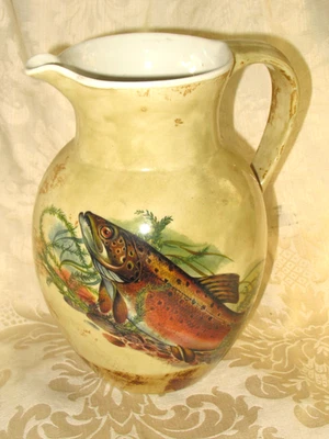 Robert Gordon Pottery Australia Trout Fish Jug Pitcher Signed Vintage 24CmT - image 1 of 4