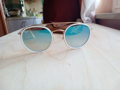 Ray-ban Rb3647-n Round Double Bridge Oro E Bianco Tg51 Buone Condizioni R940 - Immagine 1 di 4