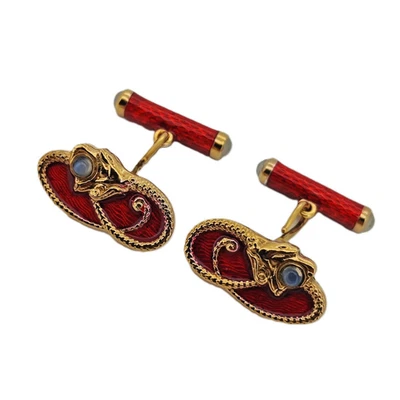 Gemelos vintage esmaltados plateados dorados de la era Imperial Fabergé Foto 1 de 4