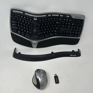 Microsoft Natural Wireless Ergonomic Keyboard 7000 w/ Mouse, Dongle, & Riser - Afbeelding 1 van 15