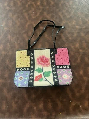 Hermosa cartera de hombro multicolor con cuentas rosa rosa vintage Foto 1 de 4