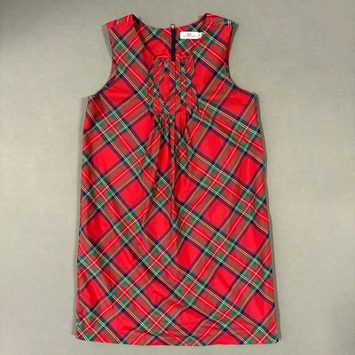 Vestido xadrez sem mangas Vineyard Vines tamanho 12 vermelho estilo feminino 100052 férias - Imagem 1 de 4
