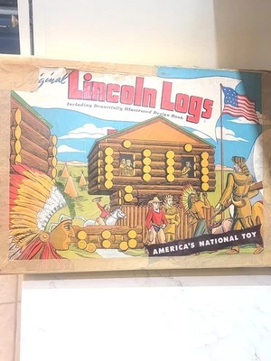 Vintage Lincoln Logs Set Original Box Rare  1940s Collector Toys - Image 1 of 4