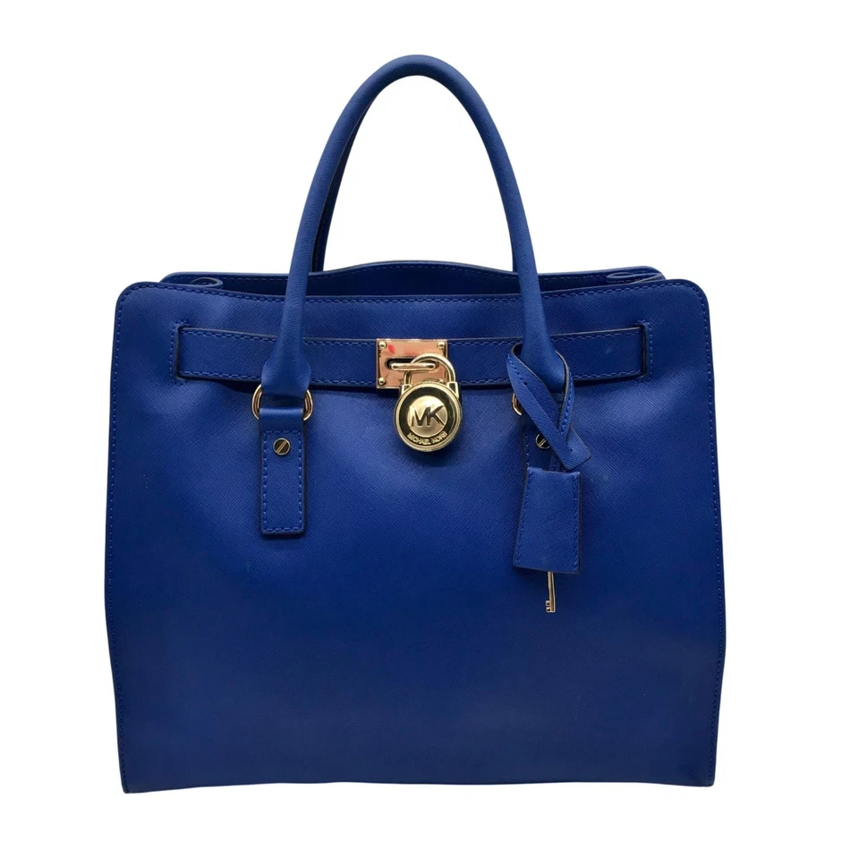 Bolsa tote Hamilton Michael Kors azul escuro couro saffiano - Imagem 1 de 4