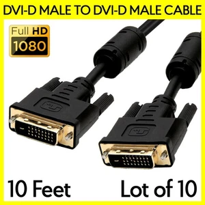 Cable DVI 10 PIEZAS 10 pies DVI-D macho a macho cable de monitor para PC proyector TV LCD - Imagen 1 de 4