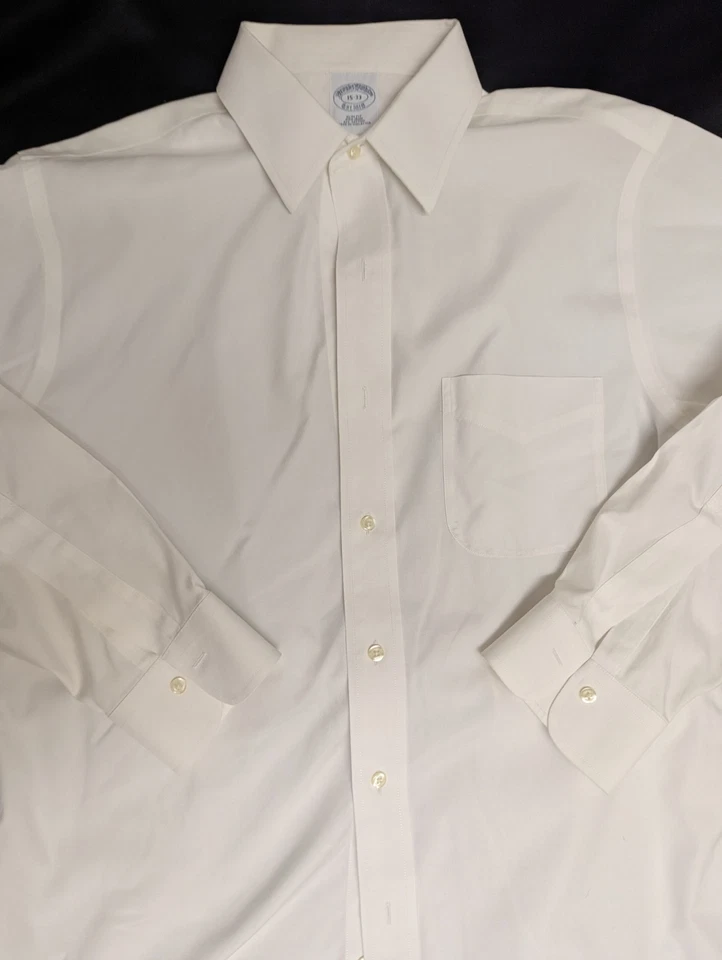 Camisa de vestir clásica blanca Brooks Brothers toda algodón 15/33 calce ajustado sin planchar Foto 1 de 4