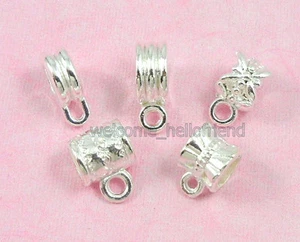 50pcs/ Lot Mix Silver /P Bails Beads Connector Big Hole Fit Charm Bracelet SY03 - Picture 1 of 12