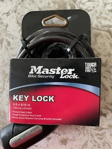 Master Lock Bike Security Key Lock - 5ft x 5/16in - Twisted Steel Cable - New - Picture 1 of 3