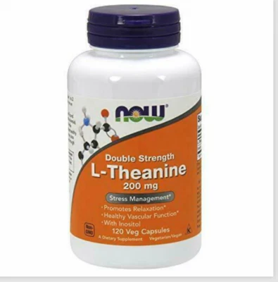 Now Foods L-TEANINA 200 mg 120 cápsulas vegetales aliviar el estrés salud del corazón caducidad 2028 Foto 1 de 4