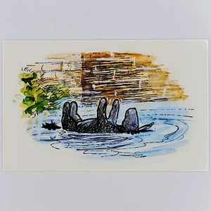 Classic Winnie the Pooh Postcard Eeyore Donkey Floating AA Milne Shepard Disney - Picture 1 of 2