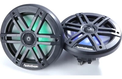 Rockford Fosgate M1-8B 8" 2-Way Marine Audio Coaxial Speakers w/ RGB LED - Black - Image 1 of 3