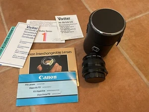 Objectif Canon FD 50 mm 1:1,8 35 mm mise au point manuelle et objectif Vivitar UV Haze et étui - Photo 1/4
