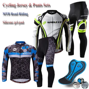 Cycling Long Sleeve Jerseys Suits 4D Gel Padded Pro Bike Race Fit MTB Pants Sets - Picture 1 of 14