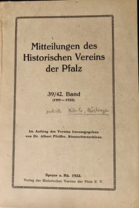 Mitteilungen des Historischen Vereins der Pfalz 39./ 42 Band 1919 - 1922 - Picture 1 of 2