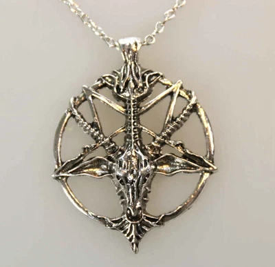 Halskette mit Anhänger - BAPHOMET SATAN LUZIFER TEUFEL PENTAGRAMM  48mm 50cm 666 - Bild 1 von 4