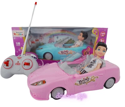 Girls Convertible Sports Radio Remote Control RC PINK Car with Boy Doll 1/18 - Image 1 of 4